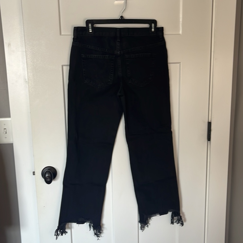 Free People Maggie Mid Rise Straight Washed Black Jeans - Picture 4 of 6